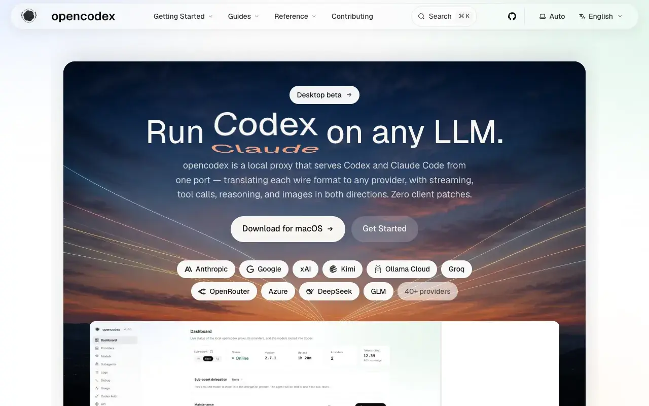 The opencodex documentation site home page